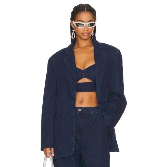 AFRM Agnes Denim Buttoned Blazer - XS - Picture 1 of 5